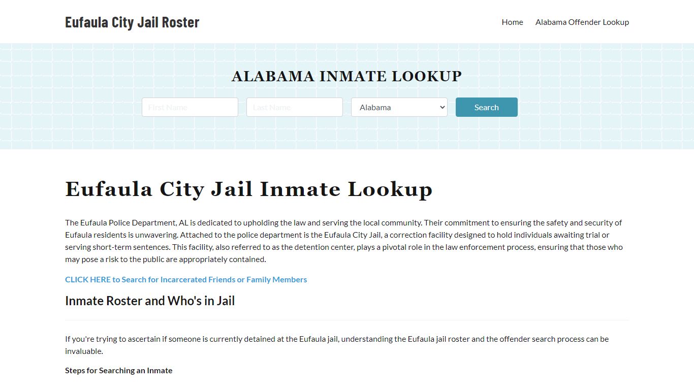 Eufaula Police Department & City Jail, AL Inmate Roster, Arrests, Mugshots