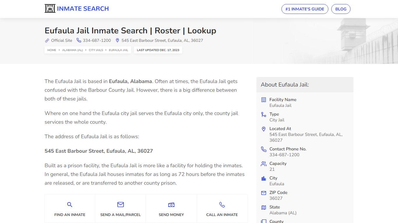 Eufaula Jail Inmate Search | Roster | Lookup